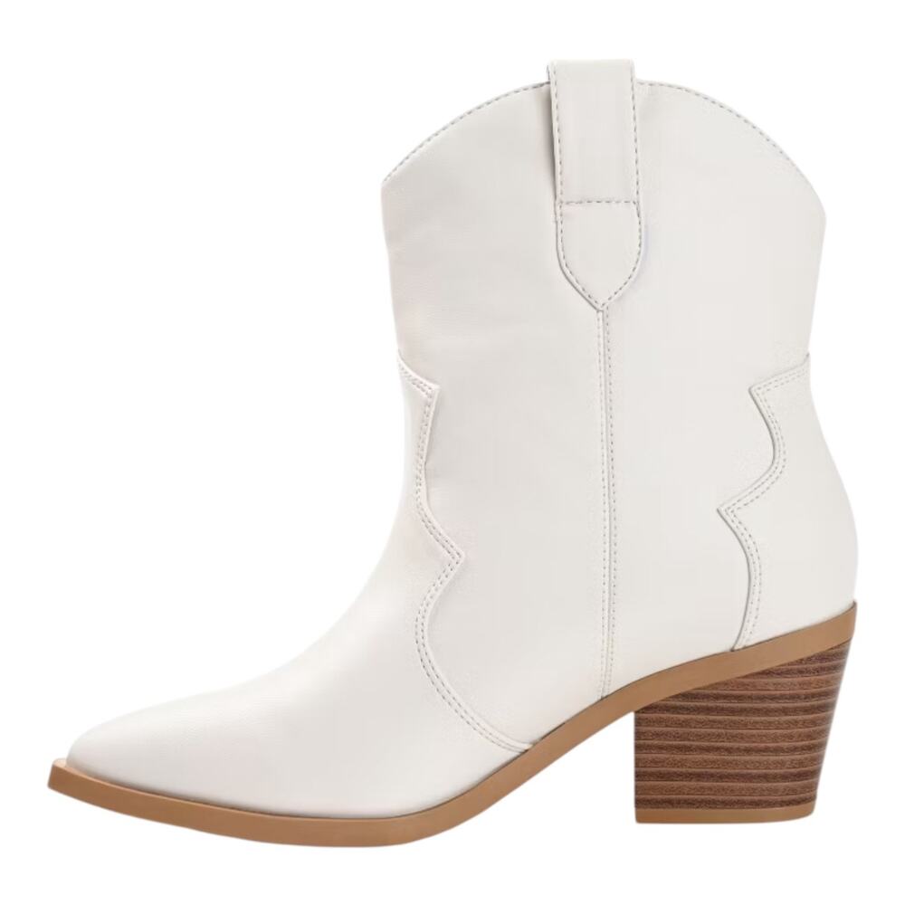 Journee Women's Becker Western Block Heel Cowboy Booties White Size 6 - Picture 2 of 5